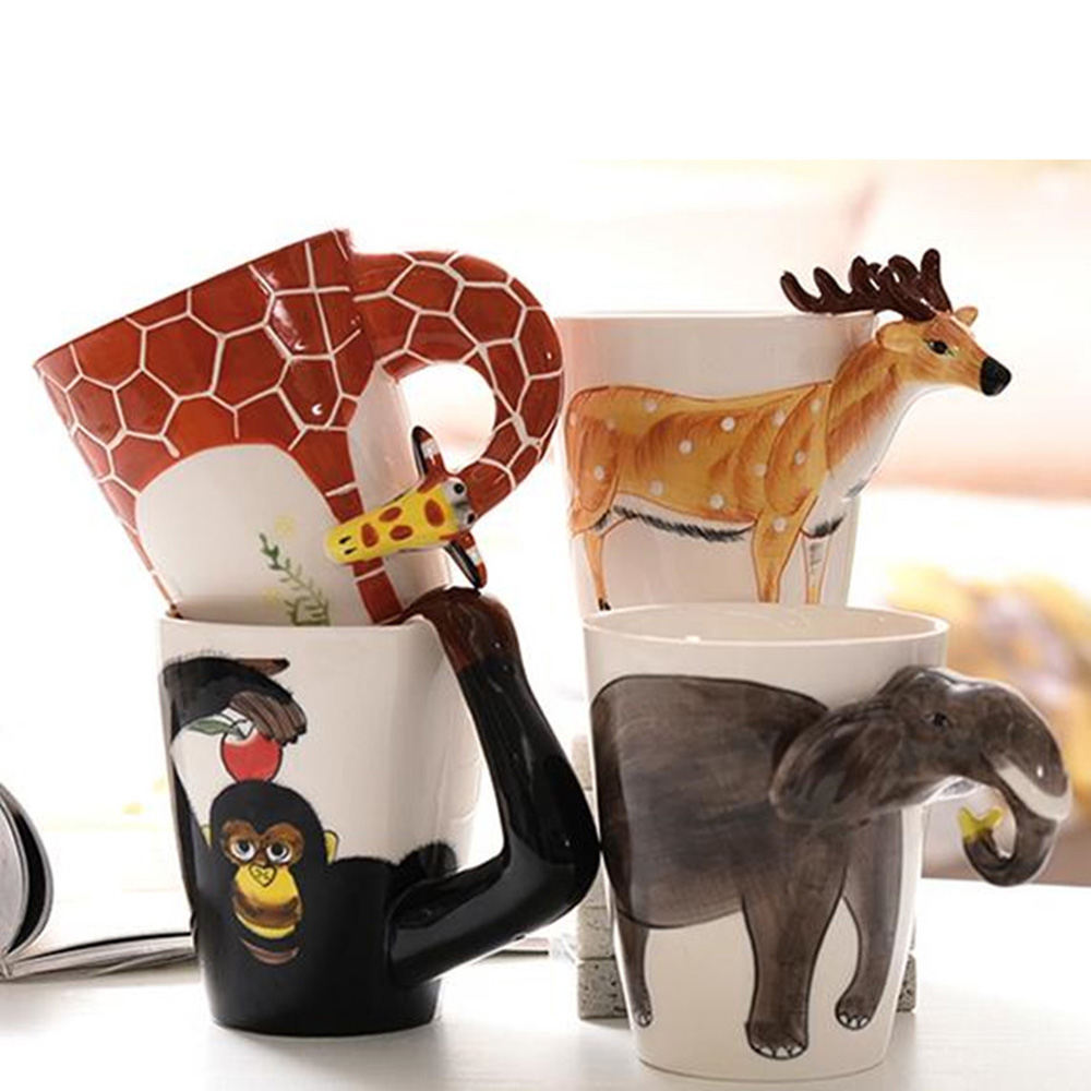 3D Coffee Mug Handmade Hand Painted Creative Art Mug Ceramic Milk Cups