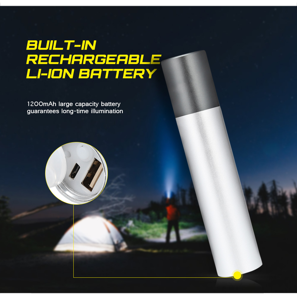 Utorch D02 Aluminum Alloy LED Superbright Flashlight with 3 Lighting Modes / Power Bank Function