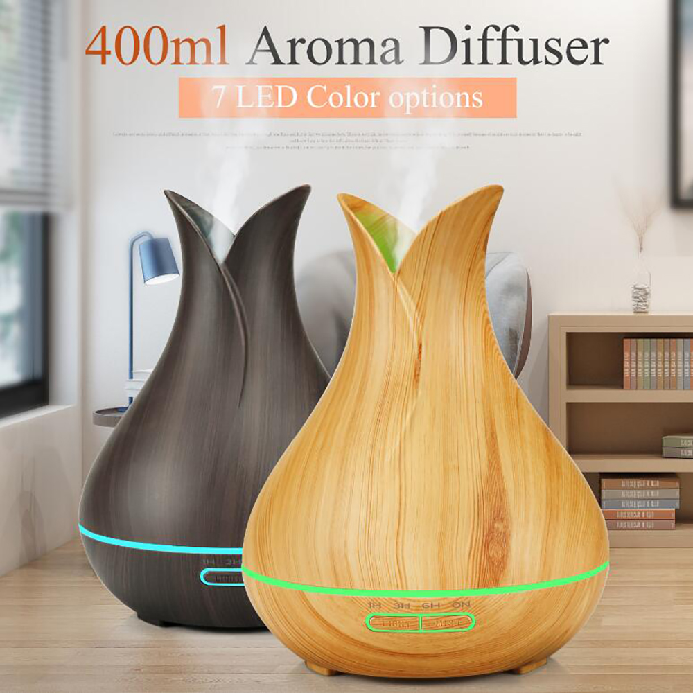 Remote Control 400ML Essential Oil Diffuser Wood Grain Aromatherapy Humidifier