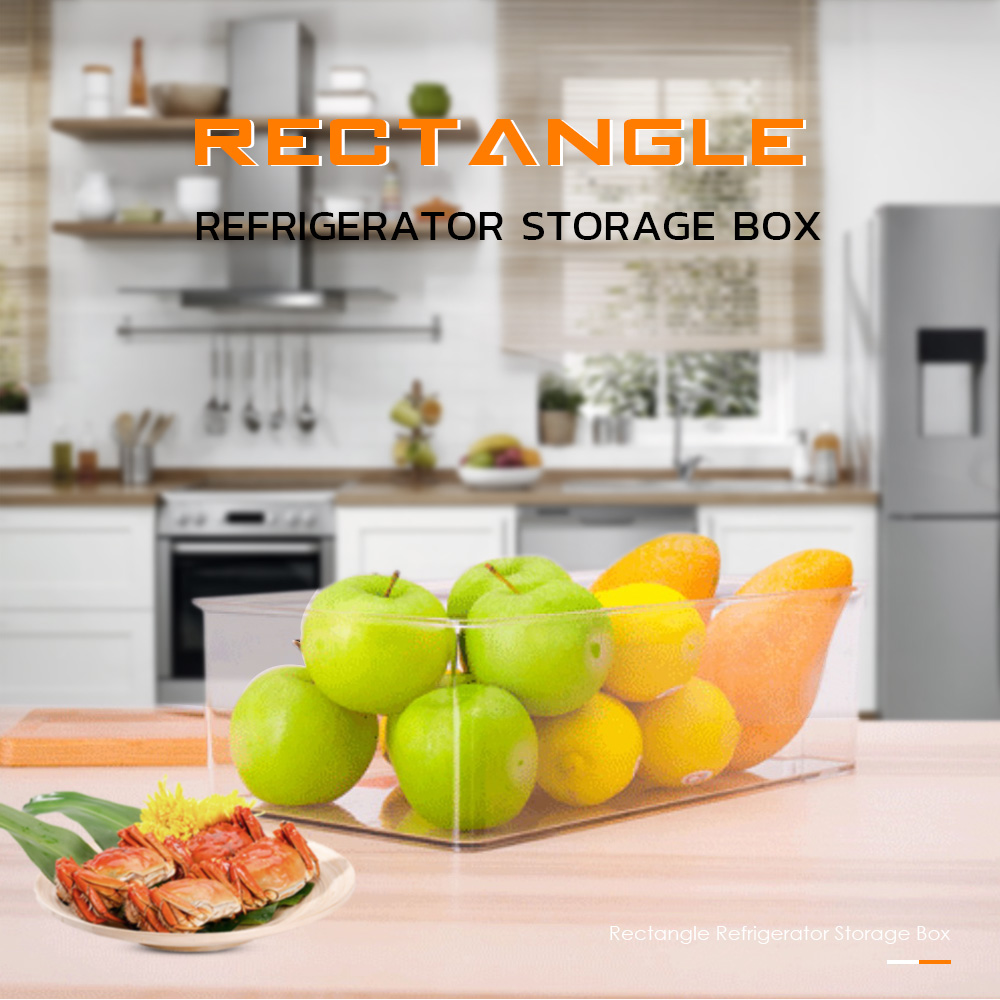Refrigerator Storage Box Rectangle Fridge Bin Kitchen Cabinet Organization for Egg Fruit Meat