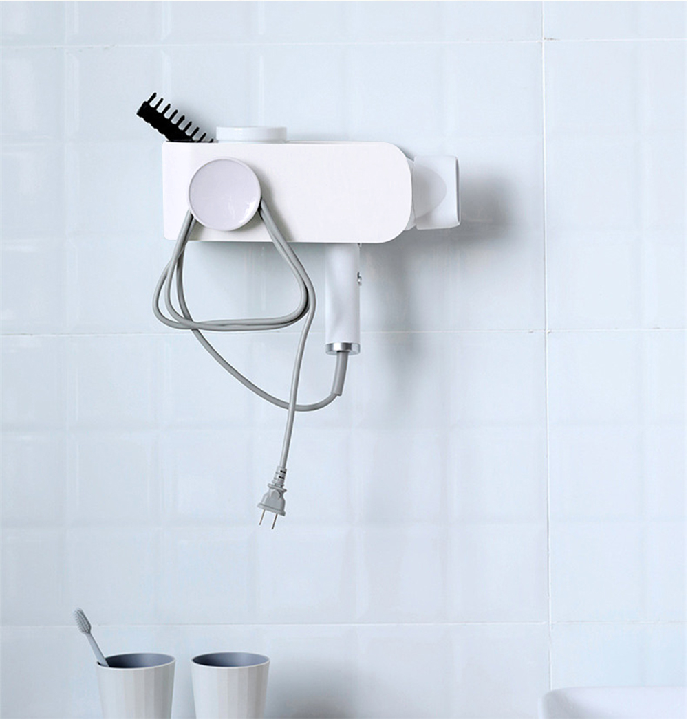 Punch-free Hair Dryer Rack Bathroom Wall-mounted Storage Holder