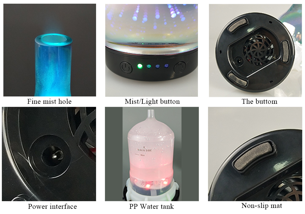 Creative 3D Led Night Light Glass Essential Oil Aroma Diffuser Air Humidifier