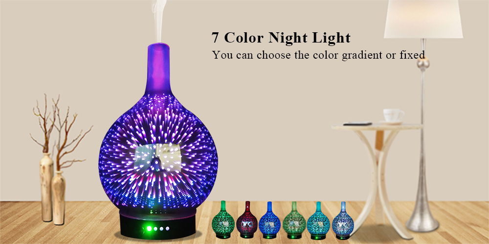 Creative 3D Led Night Light Glass Essential Oil Aroma Diffuser Air Humidifier