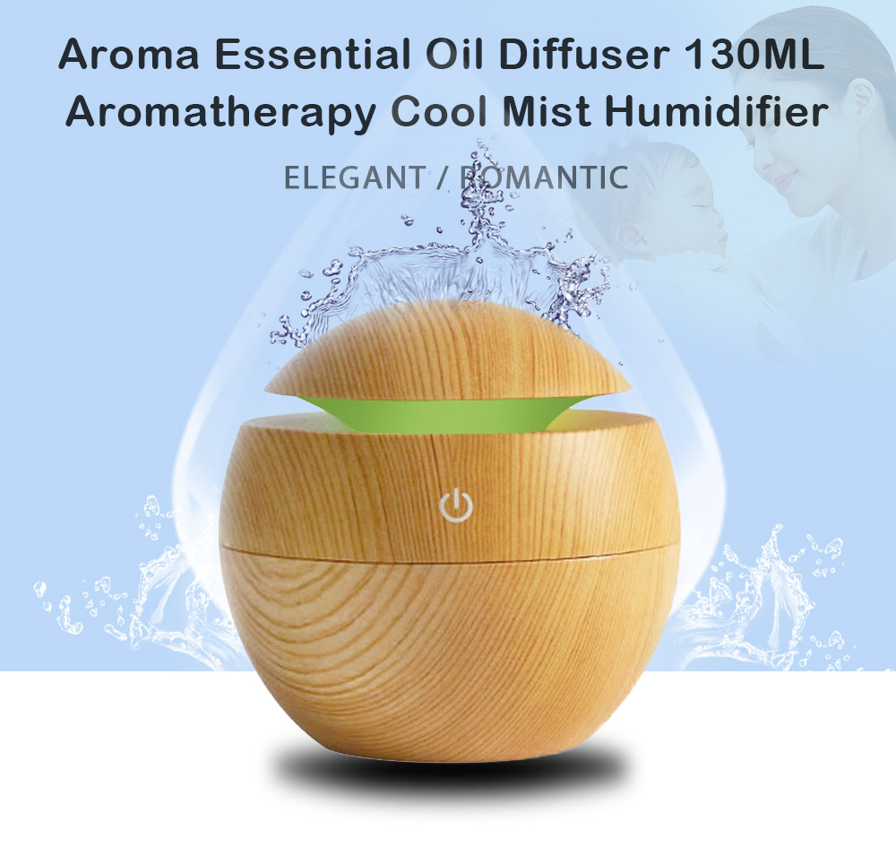 USB Mini Aroma Essential Oil Diffuser Aromatherapy Cool Mist Humidifier 130ML