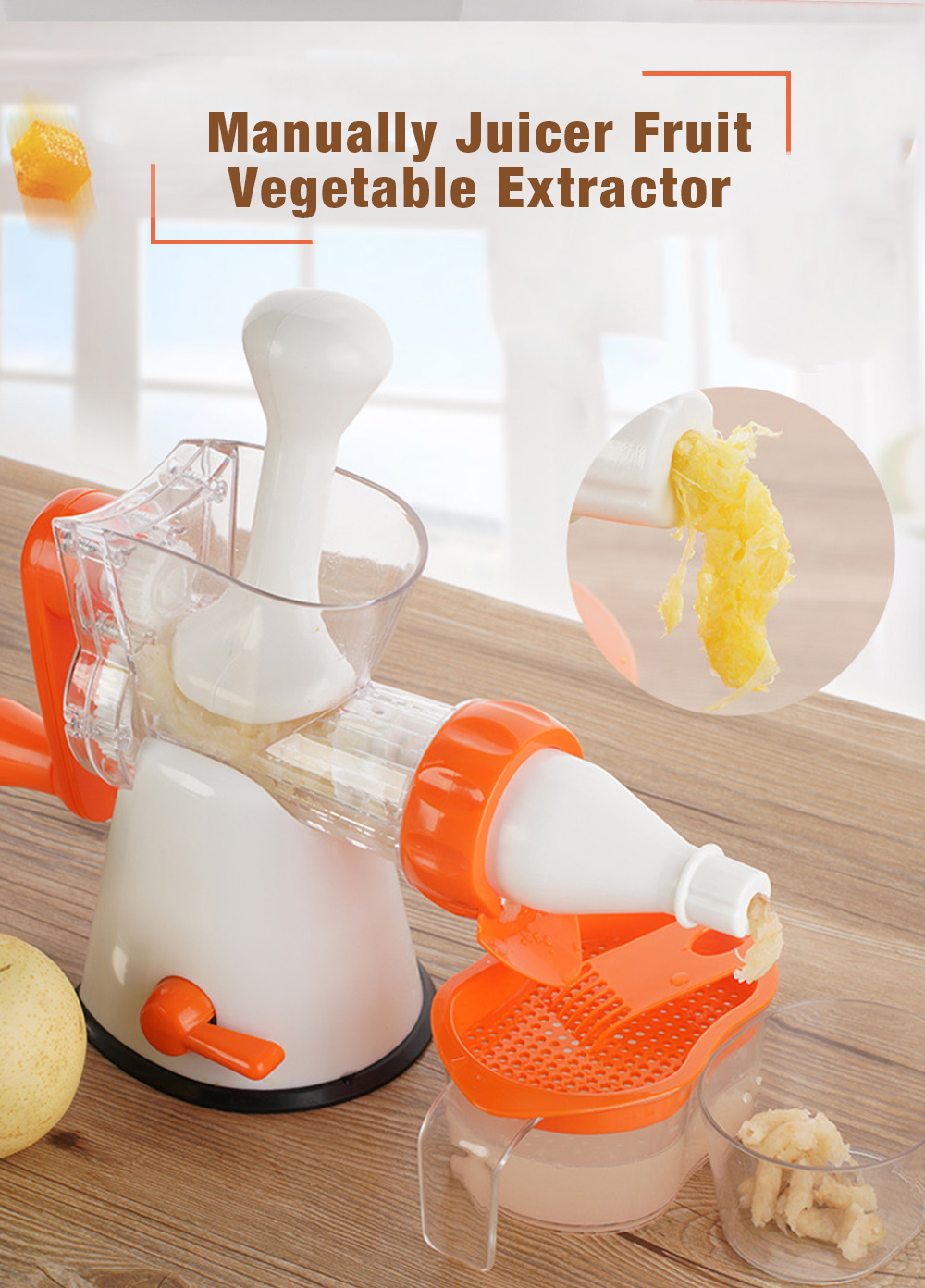 Manually Juicer Fruit Vegetable Extractor with Rotating Handle