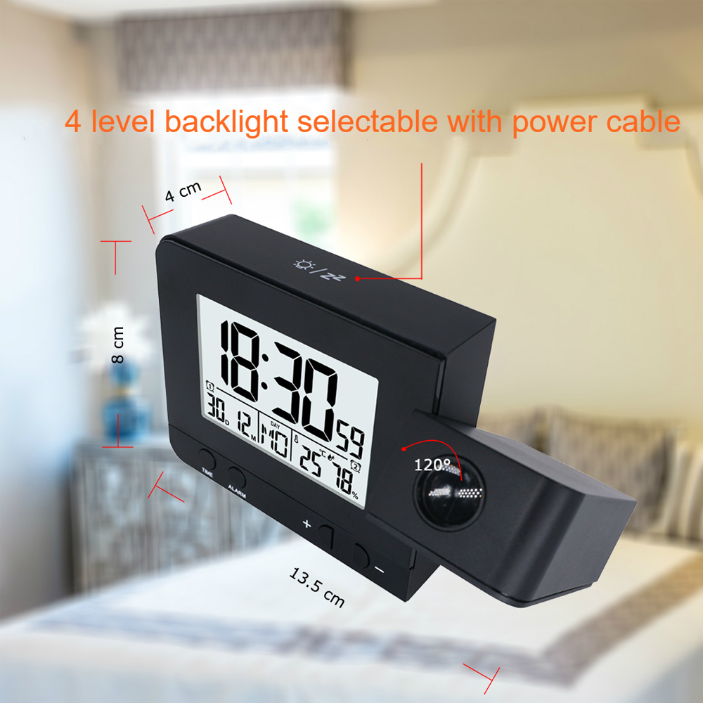 FanJu FJ3531 Digital Projection Alarm Clock Temperature and Time Sync with LCD Screen