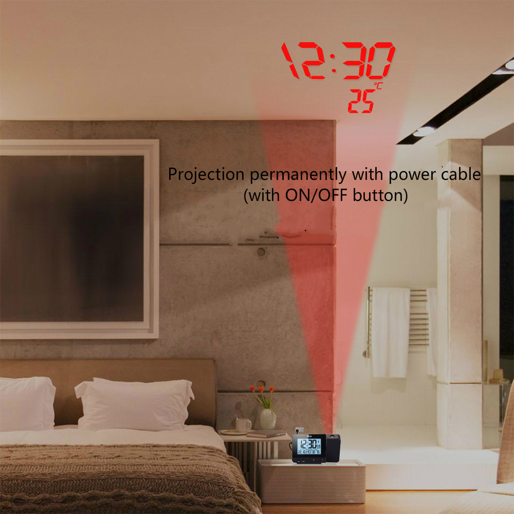 FanJu FJ3531 Digital Projection Alarm Clock Temperature and Time Sync with LCD Screen