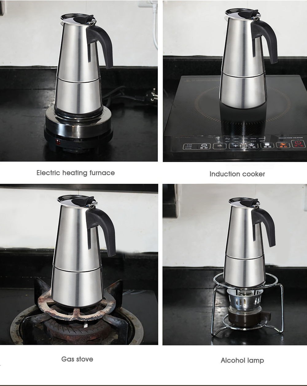 Portable Stainless Steel Coffee Pot for Moka Espresso