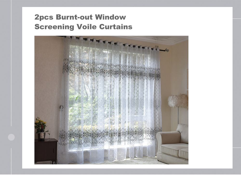 2pcs Window Screening Voile Curtains