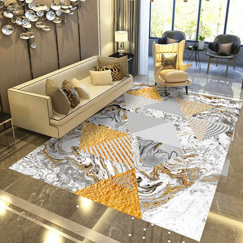 Living Room Floor Mat Modern Creative Color Block Bedroom Rectangle Mat