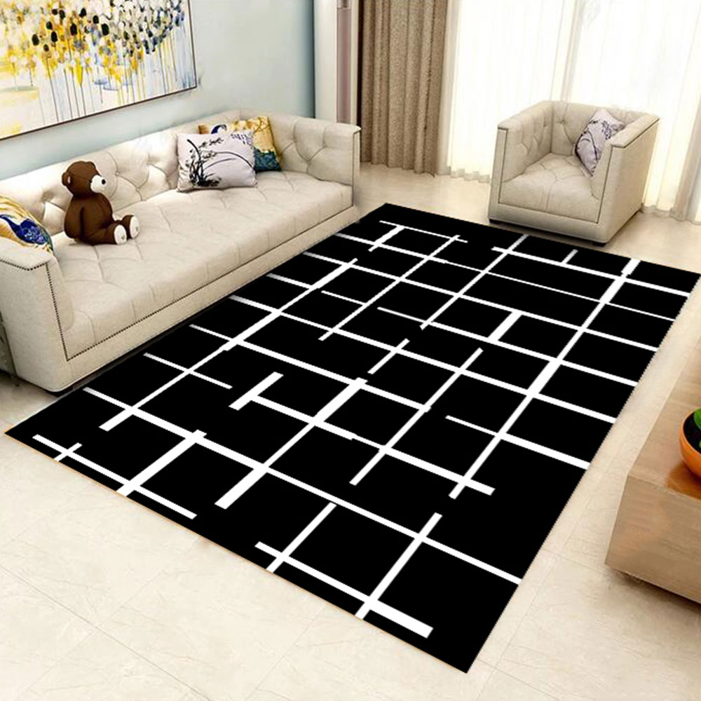 Living Room Floor Mat Modern Creative Color Block Bedroom Rectangle Mat