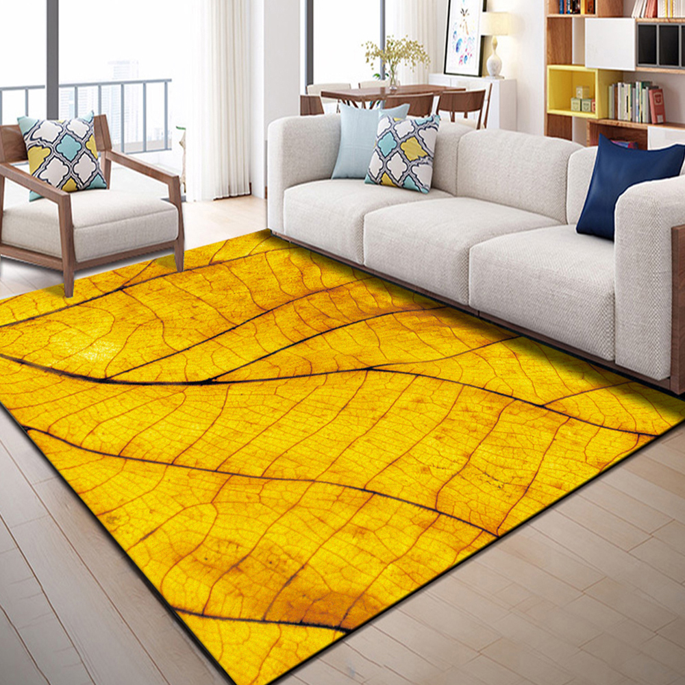 Yellow Leaf Grain Bedroom Bedside Blanket Super Soft Carpet Machine Washable