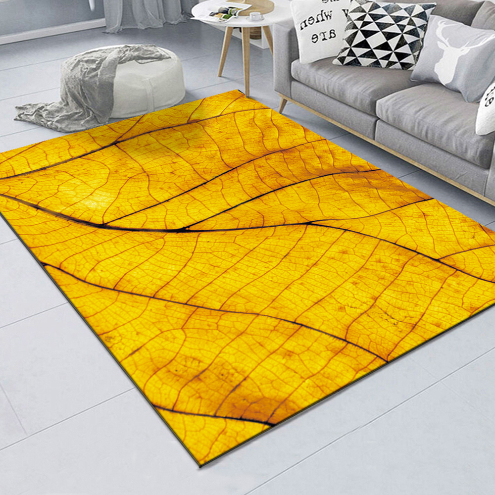 Yellow Leaf Grain Bedroom Bedside Blanket Super Soft Carpet Machine Washable