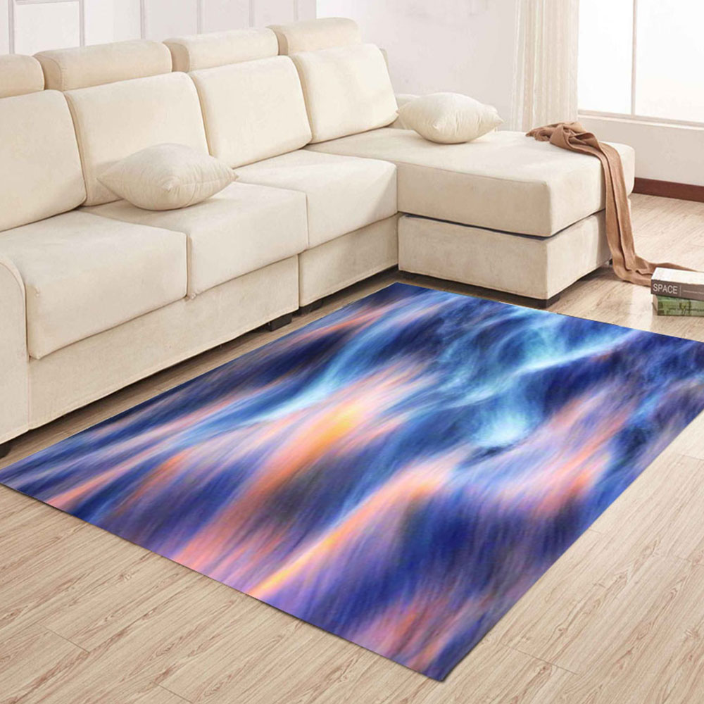 Floor Mat Color Block Supple Non-Slip Bedside Carpet