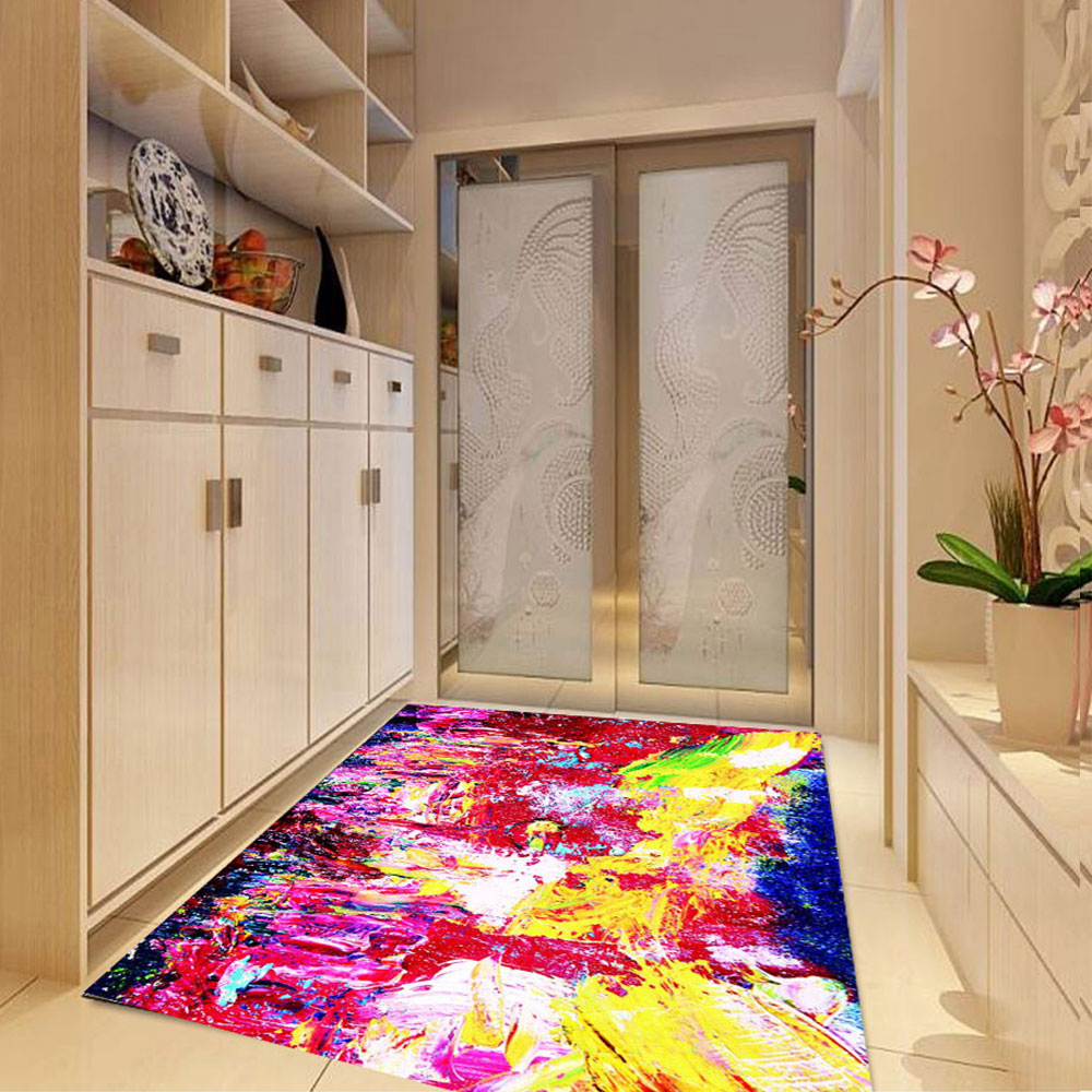 Home Floor Mat Abstract Style Soft Non-Slip Carpet