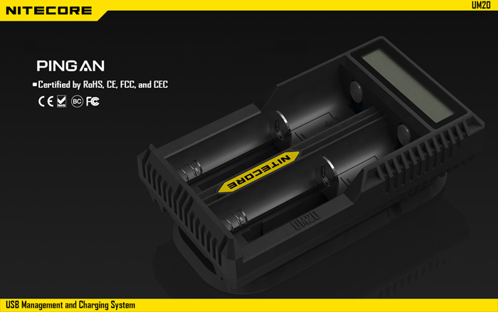 Newest Nitecore UM20 Integrated Compact 2 Slots Battery Charger for IMR Li-ion Batteries