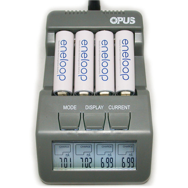 Opus BT-C700 NiCd NiMh LCD Digital Intelligent 4 Slots Battery Charger - EU Plug