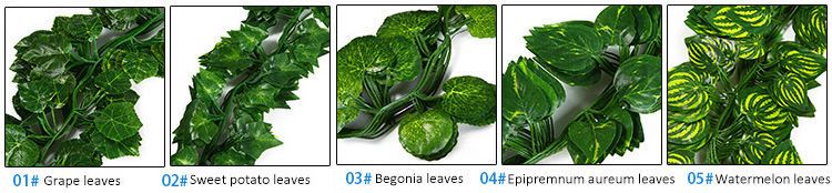 12Pcs 2m Grape Leaf Rattan Simulation Plants Vine Festival Decoration