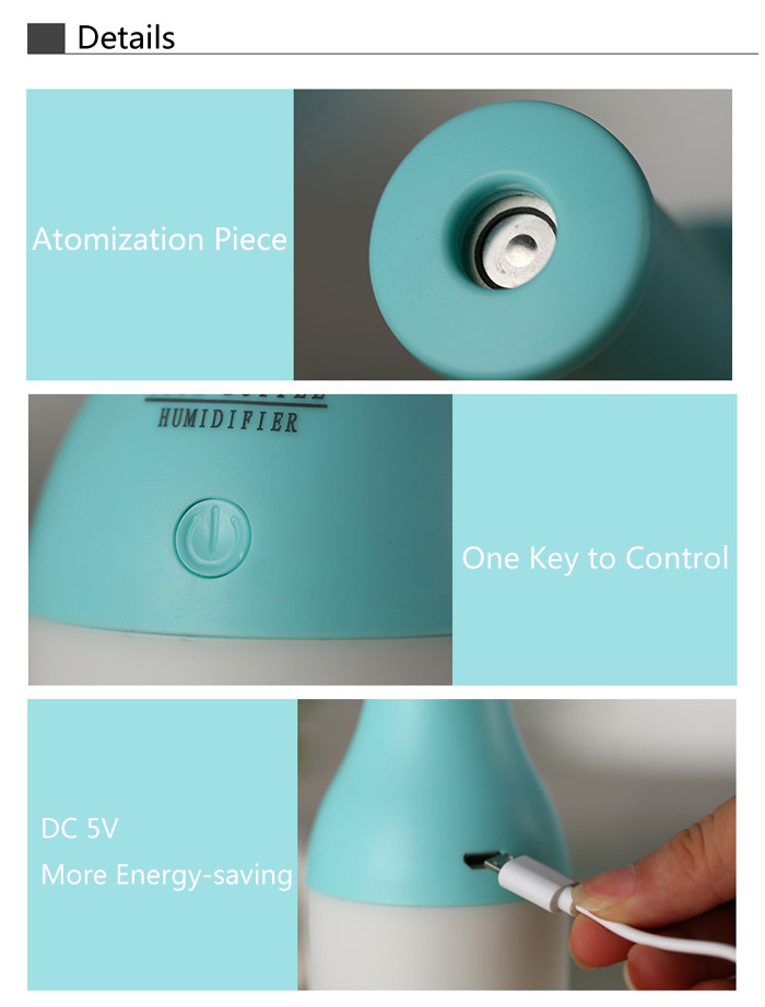 3 in 1 Practical Mini USB Cool Bottle Humidifier / Aromatherapy Machine / LED Nightlight for Car Office Home