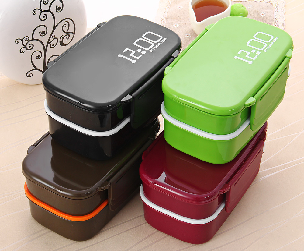 Japan Style Double Tier Bento Lunch Box Kitchen Accessories Tableware Microwave