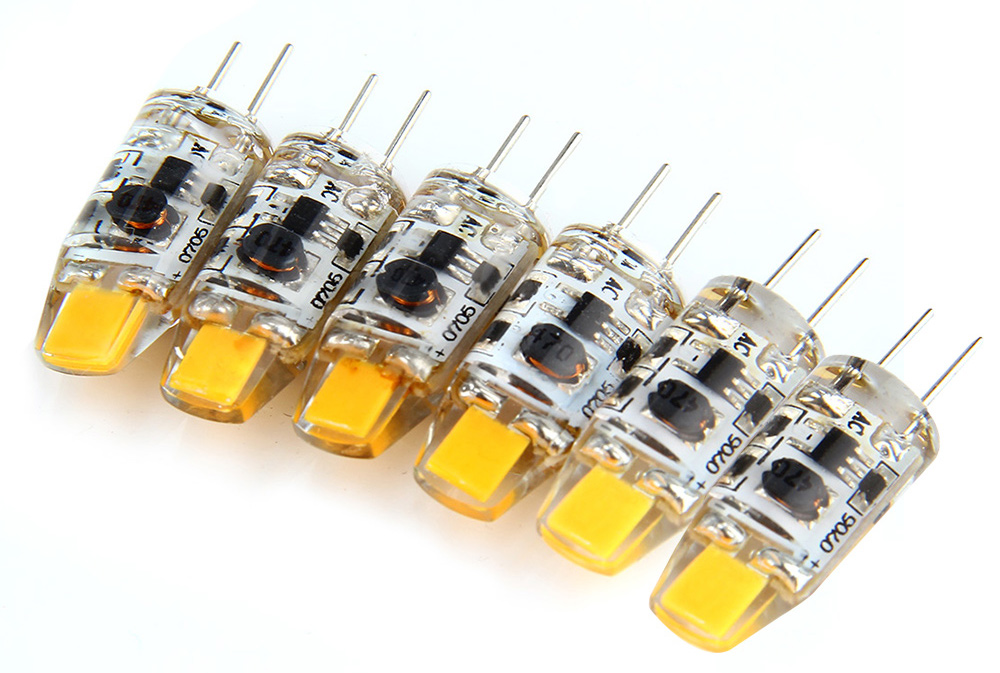 6pcs 1W Dimmable G4 LED COB Lamps 12V AC DC Warm White Light Bulb Chandelier Lamps