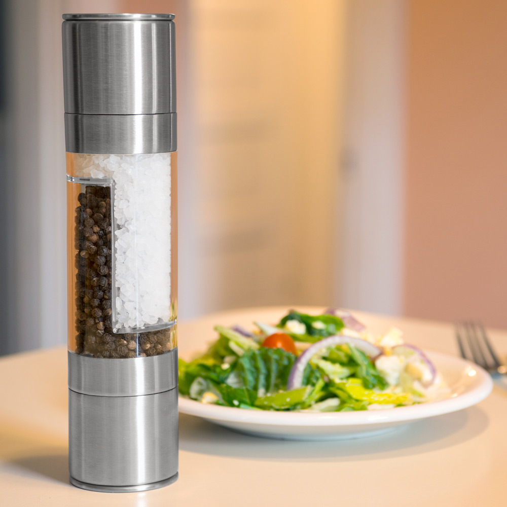 2 In 1 Stainless Steel Manual Pepper Salt Spice Mill Grinder Kitchen Accessaries