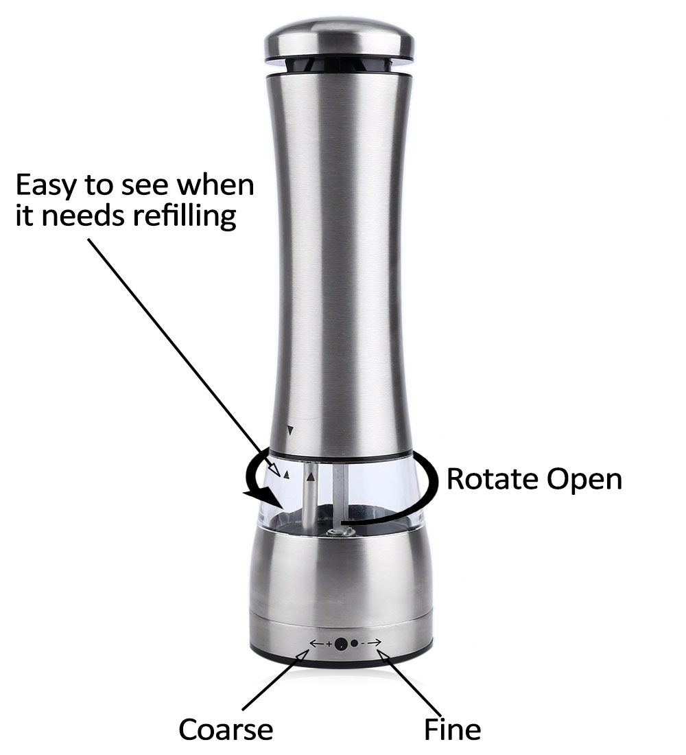 Electric Stainless Steel Pepper Salt Mill Kitchen Accessories