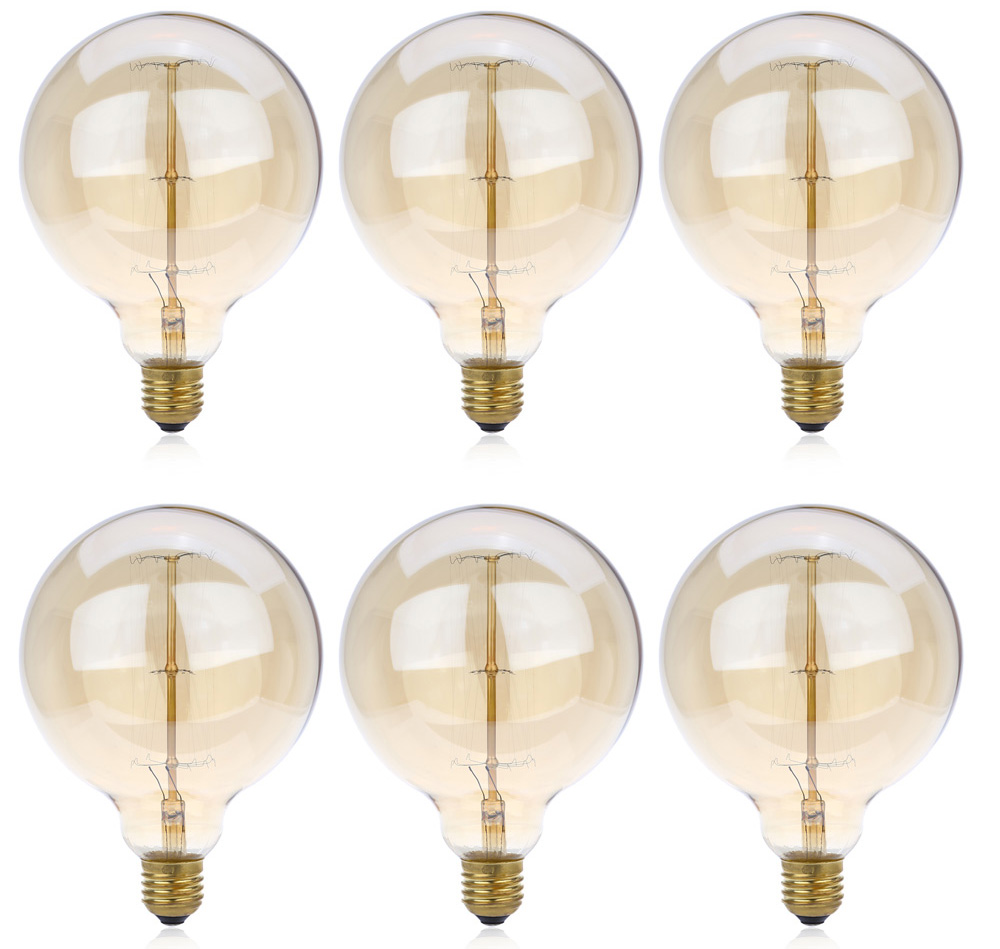Lightme 6pcs G125 230V 40W E27 110 - 120LM 29AK Retro Edison Bulb Tungsten Light Bulb