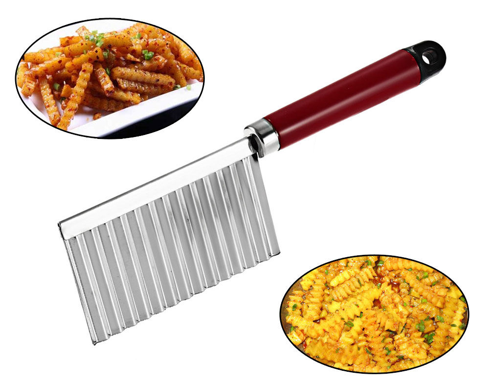Potato Wavy Edged Stainless Steel Plastic Handle Kitchen Gadget Cooking Tools