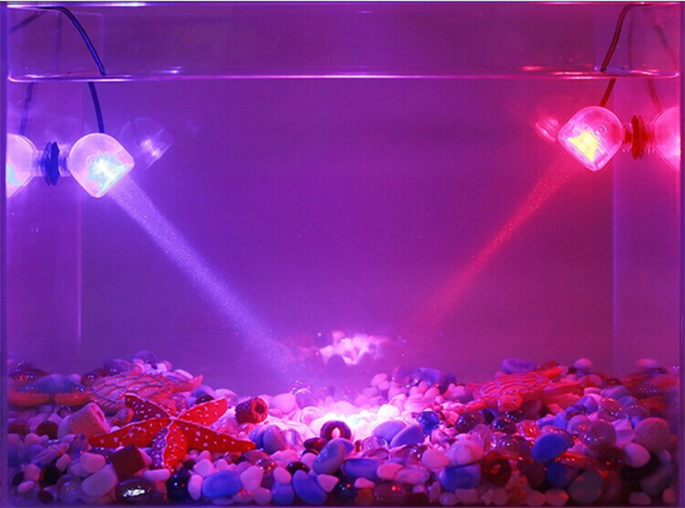 2pcs Aquarium LED Spotlight RGB Fish Tank Diving Light Waterproof Decorative Submersible Lamp with Remote Control