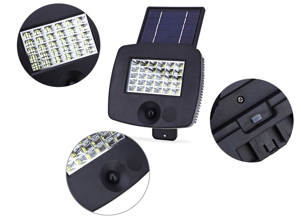 200LM 30 LEDs Solar Powered Floodlight PIR Motion Sensor Wall Light