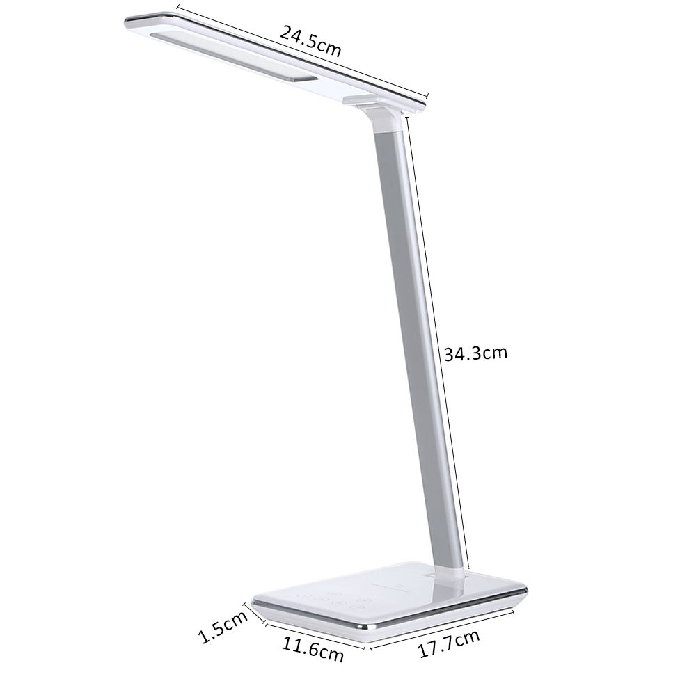 WD102 Folding Eye Protection LED Desk Lamp with Qi Wireless Desktop Charger USB Output