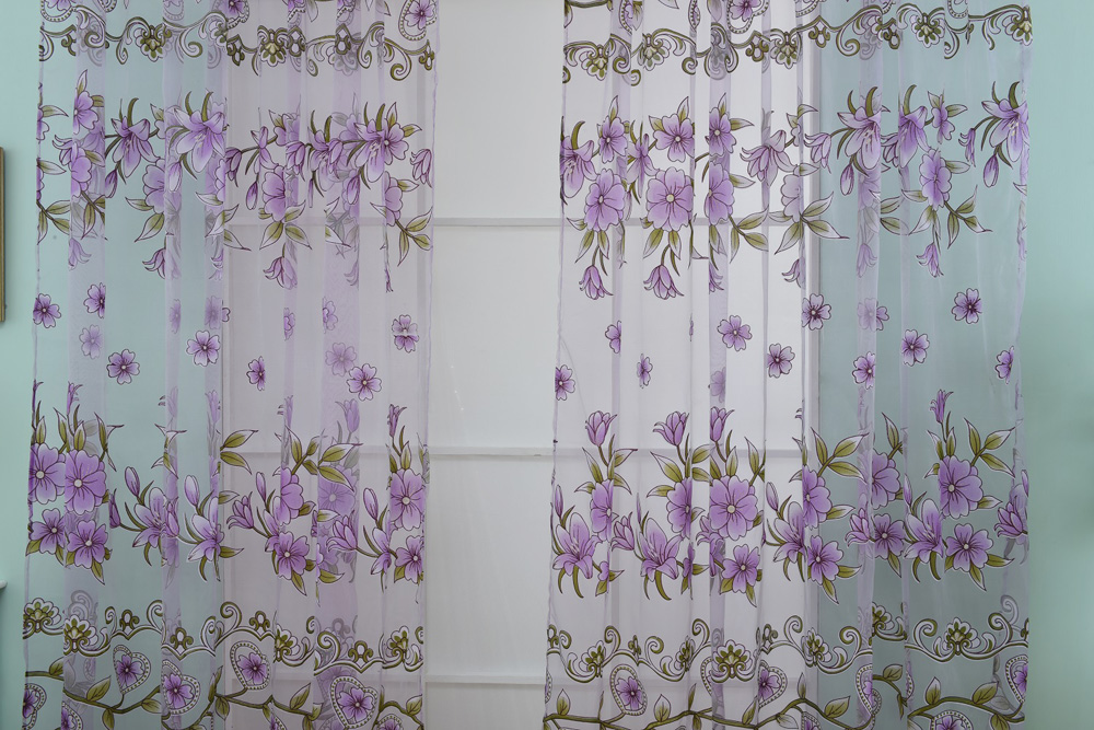 100 x 200cm Floral Printed Tulle Voile Wall Room Divider Window Curtain
