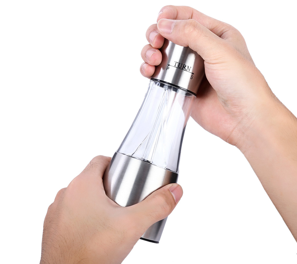 Stainless Steel 2 in 1 Salt Pepper Shaker with Adjustable Coarseness