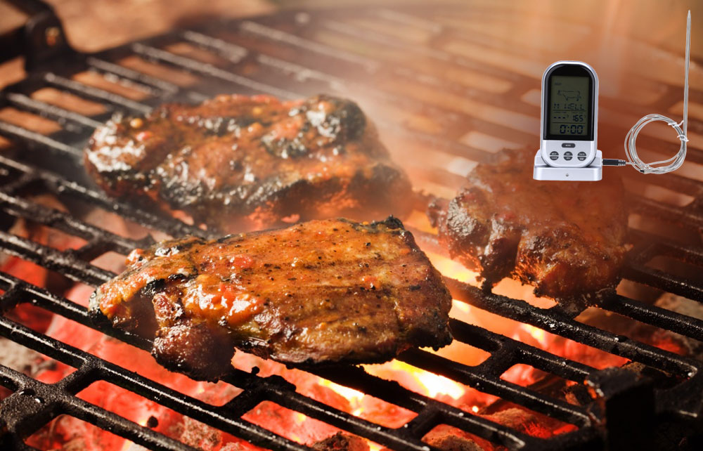 TS-BN52 Digital Wireless Remote Kitchen Oven Food Cooking Grill Smoker Meat Thermometer with Sensor Probe