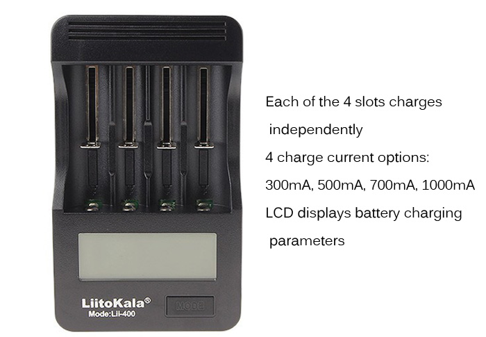 LiitoKala Lii - 400 4 Slots Smart Battery Charger Set LCD Display Fast Charge