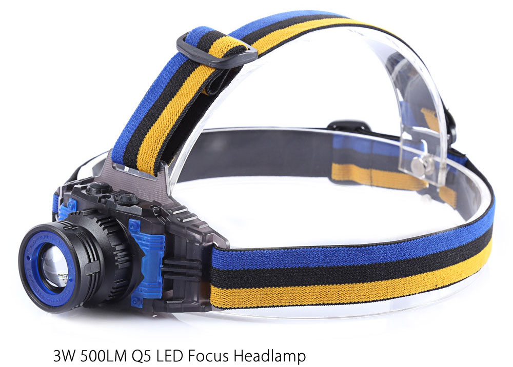 4.2V 3W 500LM Q5 LED Focus Headlamp 3 Modes Rechargeable Zooming Lens Light