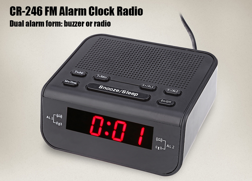 CR - 246 FM Digital Display LED Alarm Clock Radio Dual Mode