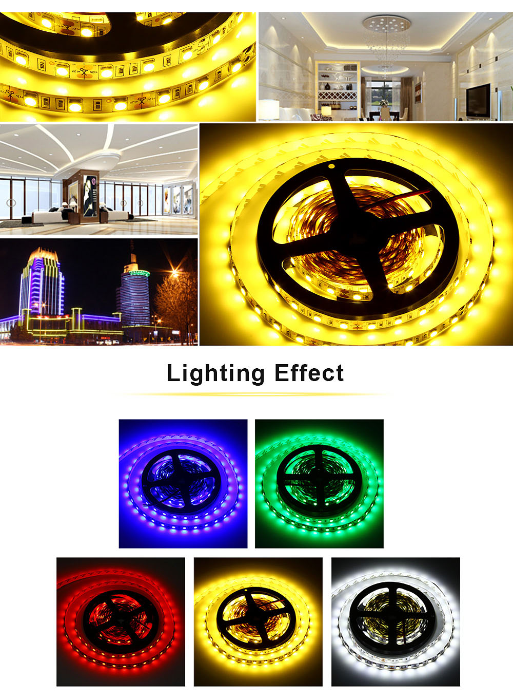 5M 300 LEDs SMD 5050 Flexible Strip Light Christmas Decorative Lamp