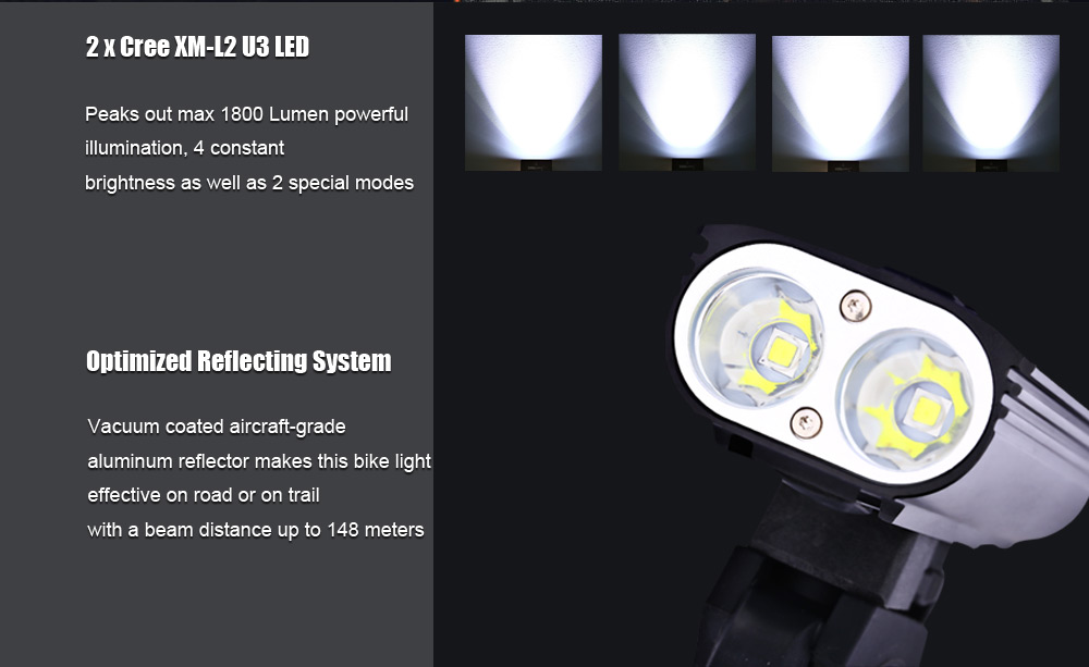 NITENUMEN X8 Cree XML2 U3 1800Lm Rechargeable LED Bicycle Light