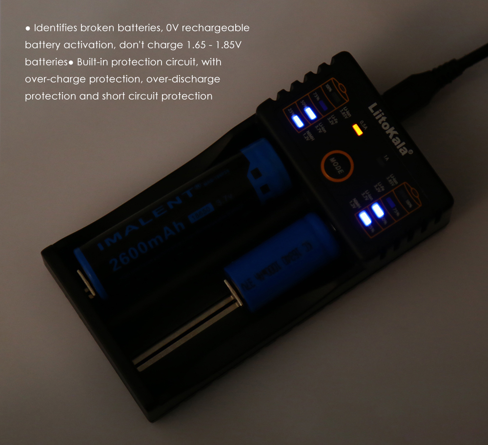 LiitoKala Lii - 202 2 Slots Smart USB Battery Charger Quick Charge Protection Circuit Indicator