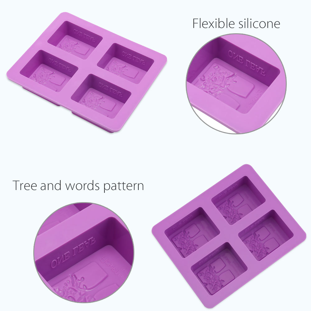 Four Hole Rectangular DIY Silicone Tree Soap Handmade Mold
