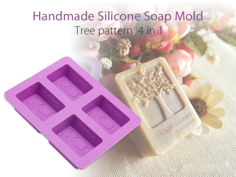 Four Hole Rectangular DIY Silicone Tree Soap Handmade Mold