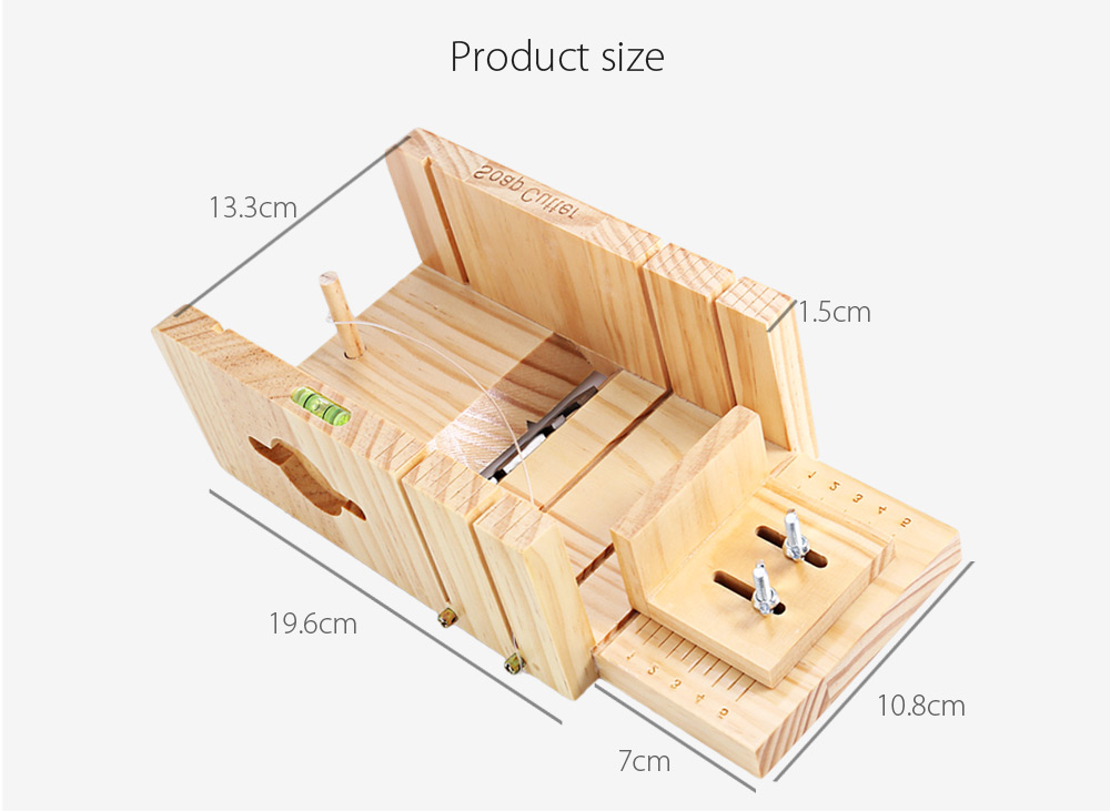 Household Wooden Soap Cutter Box Pine Material Balancing Apparatus Accurate Wire Cutting Adjustable Front Board