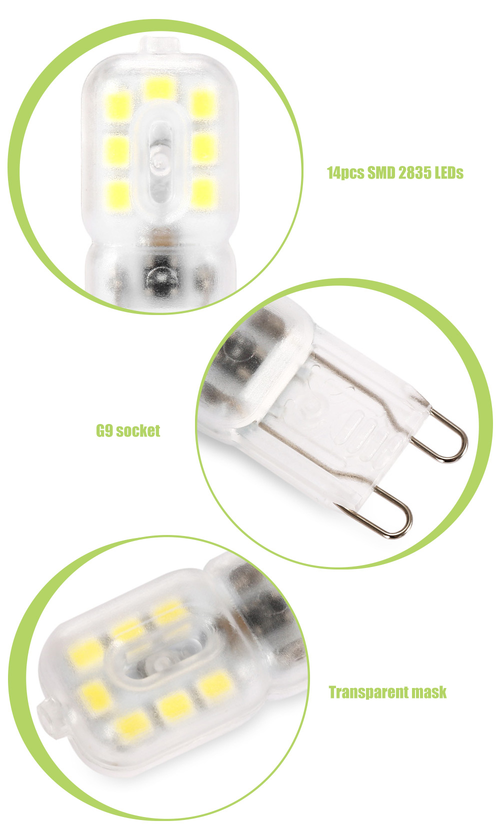 G9 220V 2.5W 200 - 250LM 14 LEDs Dimmable Light Bulb with Transparent Mask
