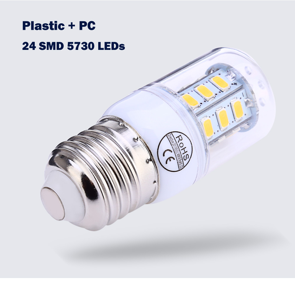 AC 220V E27 3W 300LM SMD 5730 LED Corn Bulb Light with 24 LEDs
