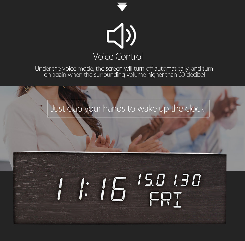 Creative Wooden LED Clock Temperature Display Perpetual Calendar