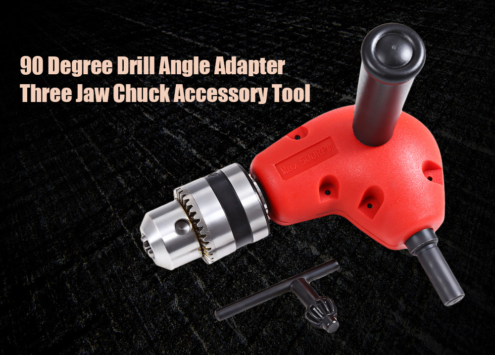 90 Degree Drill Angle Adapter Three Jaw Chuck Metal Gear Accessory Tool