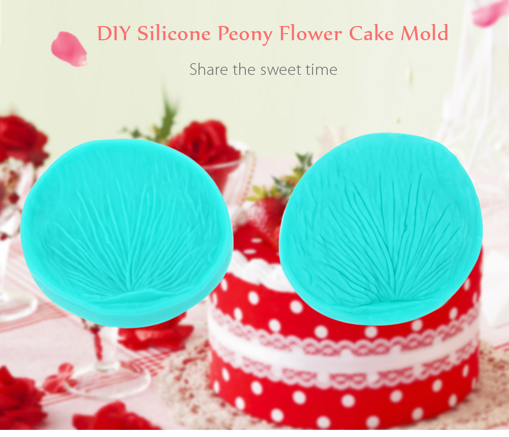 2pcs DIY Silicone Peony Flower Fondant Cake Mold Decorating Tool