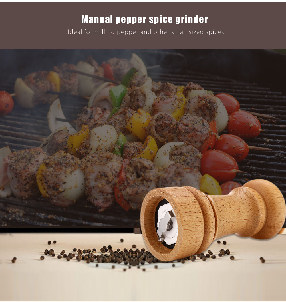 Pepper Spice Wood Manual Grinder Seasoning Kitchen Accessory